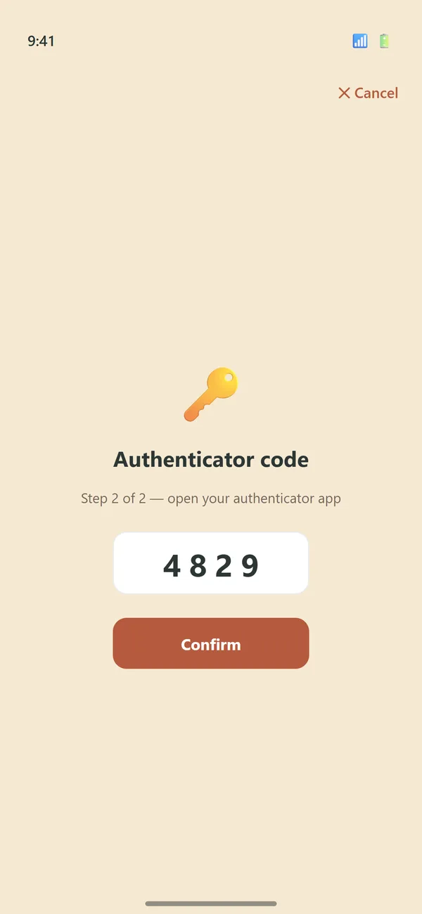 Authenticator second-factor setup